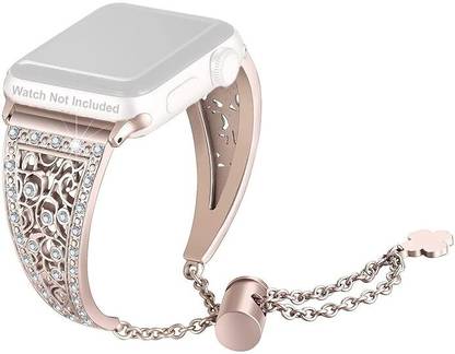 TECHNUV Women Girls Diamond Designer Bling Rhinestone Stainless Steel Apple Watch Bracelet Strap Compatible with Apple Watch 42mm/44mm/45mm/49mm (Se/Series 9/8/7/6/5/4/3/2/1 Ultra 2) Smart Watch Strap