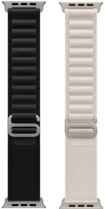 GLowcent Alpine Loop Nylon Bands/Straps Compatible with Watch 49mm 45mm 44mm 42mm Men & Women, Adjustable Strap with Metal G-Hook Premium black and white Strap for iWatch Ultra Series SE 8 7 6 5 4 3 2 1 (Only Alpine Loop Strap for Apple iWatch, Watch NOT Included) Smart Watch Strap