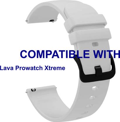 ACM WSM25M22WT3895 Watch Strap Silicone Hook Belt 22mm for |Lava Prowatch Xtreme Smartwatch White Smart Watch Strap