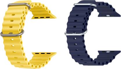 Priavy Ocean Smart Watch Strap Belt for Ultra Watch 49 mm, Series 8 / 7 45 mm, Series 6 / 5 / 4 44 mm, Series 3 42 mm, T800 Ultra, Watch 8 Ultra, i8 Pro Max, W26, T800. Smart Watch Strap(Yellow, Blue ) Smart Watch Strap