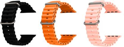 Priavy Ocean Smart Watch Strap Belt for Ultra Watch 49 mm, Series 8 / 7 45 mm, Series 6 / 5 / 4 44 mm, Series 3 42 mm, T800 Ultra, Watch 8 Ultra, i8 Pro Max, W26, T800. Smart Watch Strap( Black, orange, Pink) Smart Watch Strap