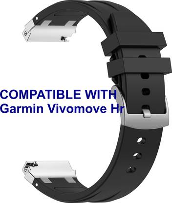 ACM WSM36X20BK1085 Watch Strap Metal Hook Silicone 20mm for |Garmin Vivomove Hr Smartwatch Black Smart Watch Strap