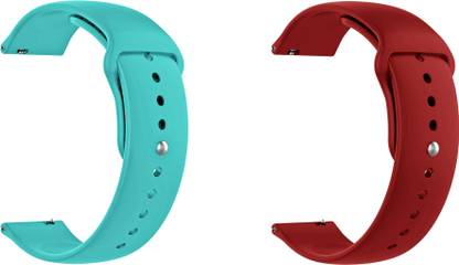 ACM Pack of 2 Watch Strap for Fire Boltt Invincible Bsw020 Belt (Light Blue/Red) Smart Watch Strap