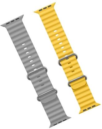 Priavy Grey & yellow silicon Smart Watch straps for iWatch Band Ultra 49mm/45mm/44mm/42mm Smart Watch Strap