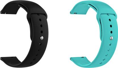ACM Pack of 2 Watch Strap for Fire Boltt Invincible Smartwatch (Black/Light Blue) Smart Watch Strap