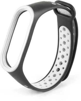 AUDICE NIKE STYLE HOLES/ DOTED SOFT SILICON BAND BRACELET STRAP FOR XIAOMI MI BAND 3 AND MI BAND 4 ( (WATCH NOT INCLUDED)-BLACKWHITE Smart Band Strap