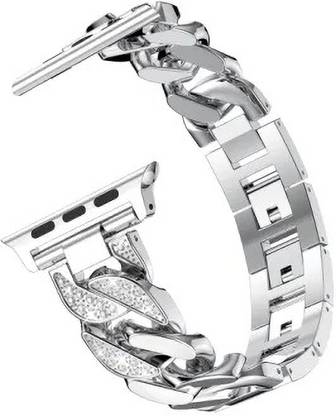 TECHNUV Women Girls Diamond Designer Bling Rhinestone Stainless Steel Apple Watch Bracelet Strap Compatible with Apple Watch 42mm/44mm/45mm/49mm (Se/Series 9/8/7/6/5/4/3/2/1 Ultra 2) Smart Watch Strap