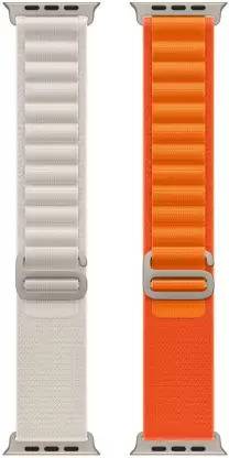 HiWatch Alpine Loop Nylon Bands/Straps Compatible with Watch 49mm 45mm 44mm 42mm Men & Women, Adjustable Strap with Metal G-Hook Premium white and orange corolor Strap for iWatch Ultra Series SE 8 7 6 5 4 3 2 1 (Only Alpine Loop Strap for Apple iWatch, Watch NOT Included) Smart Watch Strap