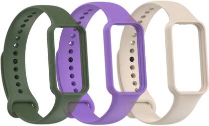 valente soft silicone watch bands Compatible with Amazfit Band 7 (Pack of 3) Smart Band Strap