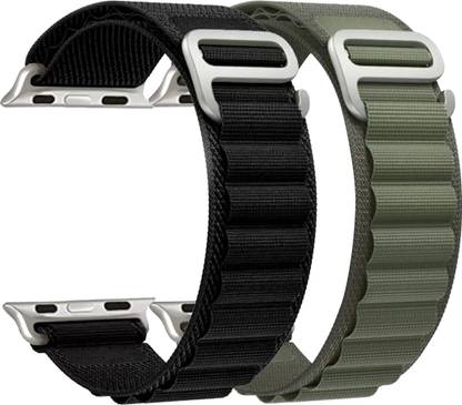 Flipkart SmartBuy Soft Nylon Textile Woven Alpine Loop Strap Belt for iWatch Series 8/7/6/5/4/SE (42/44/45mm) With Metal G Hook (Combo of 2) [Watch NOT Included] Smart Watch Strap