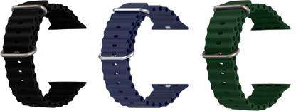 Priavy Ocean Smart Watch Strap Belt for Ultra Watch 49 mm, Series 8 / 7 45 mm, Series 6 / 5 / 4 44 mm, Series 3 42 mm, T800 Ultra, Watch 8 Ultra, i8 Pro Max, W26, T800. Smart Watch Strap(Black, Blue, green ) Smart Watch Strap