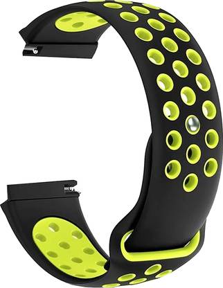 ACM WSM1D22BKG2126 Watch Strap Silicone Belt 22mm for Dizo Watch Pro ( Smartwatch Sports Dot Band Black with Neon Green) Smart Watch Strap