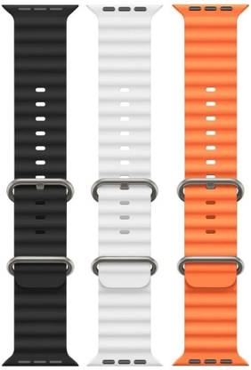 Antoj Smart Watch strap for T800, T900, T10, I8 pro,I7 pro, S8 ultra, watch 8, Watch 9 of size 49mm 45mm 44mm 42mm(black, White, orange ) Smart Watch Strap