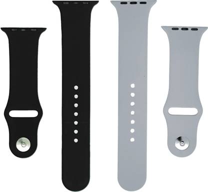 BLACK LOVIES Watch Strap Compatible with Apple Watch Straps 42mm 44mm, Soft Silicone Belt Sport Wristbands Smart Watch Band for iWatch Series SE 6/5/4/3/2/1 (PACK OF 2) Smart Watch Strap (BLACK- GREY) Smart Watch Strap