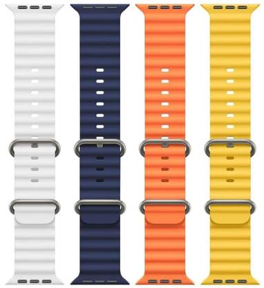 Antoj Smart Watch Strap Belt for Ultra Watch 49 mm, Series 8 / 7 45 mm, Series 6 / 5 / 4 44 mm, Series 3 42 mm, T800 Ultra, Watch 8 Ultra, i8 Pro Max, W26, T800 Ocean (white , blue, orange, yellow) Smart Watch Strap