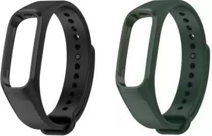 Dexbyte Combo Pack of 02 Soft Silicone oneplus Smart Band & oppo Smart Band (Watch not Included)Smart Band Strap(Black/Green) Smart Band Strap (Black, Green) Smart Band Strap