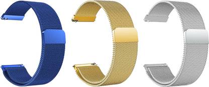 ACM Pack of 3 Watch Strap Magnetic for Bfit Alpha Smartwatch (Blue/Gold/Silver) Smart Watch Strap