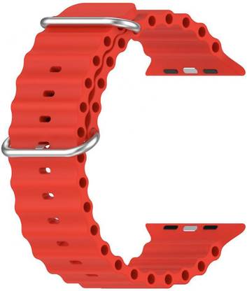 Geo SPORTS Silicone ocean Bands/Straps Compatible with Watch 49mm 45mm 44mm 42mm Men & Women, Adjustable Strap with Metal Hook Premium Red Strap for iWatch Ultra Series SE 8 7 6 5 4 3 2 1 (Only Silicone ocean Strap for Apple iWatch, Watch NOT Included) Smart Watch Strap