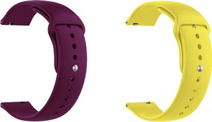 ACM Pack of 2 Watch Strap for Garmin Forerunner 245 Music (Burgundy Purple/Yellow) Smart Watch Strap