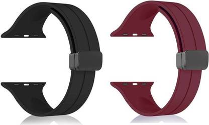 BinkSon Silicone Magnet Buckle Strap For iWatch Ultra,49mm,45mm,44mm,42mm For iWatch Series Ultra,9,8,7,6,5,4,3,2,1,SE [Watch Not Included] (2Pcs Combo) Smart Watch Strap