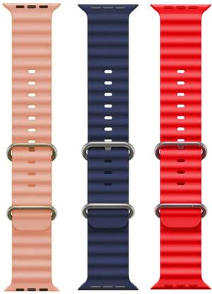 Antoj Smart Watch strap for T800, T900, T10, I8 pro,I7 pro, S8 ultra, watch 8, Watch 9 of size 49mm 45mm 44mm 42mm(Pink, blue, red ) Smart Watch Strap