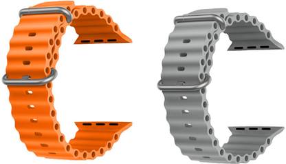 Priavy Ocean Smart Watch Strap Belt for Ultra Watch 49 mm, Series 8 / 7 45 mm, Series 6 / 5 / 4 44 mm, Series 3 42 mm, T800 Ultra, Watch 8 Ultra, i8 Pro Max, W26, T800. Smart Watch Strap(Orange, Grey) Smart Watch Strap