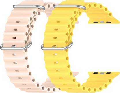 Geo SPORTS Silicone Ocean Adjustable Metal-Hook Premium pink and yellow straps Smart Watch Strap