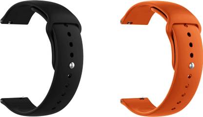 ACM Pack of 2 Watch Strap for Amazfit Nexo Smartwatch (Black/Orange) Smart Watch Strap