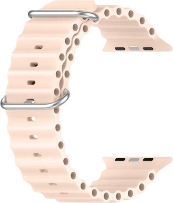 Geo SPORTS Silicone ocean Bands/Straps Compatible with Watch 49mm 45mm 44mm 42mm Men & Women, Adjustable Strap with Metal Hook Premium Pink Strap for iWatch Ultra Series SE 8 7 6 5 4 3 2 1 (Only Silicone ocean Strap for Apple iWatch, Watch NOT Included) Smart Watch Strap