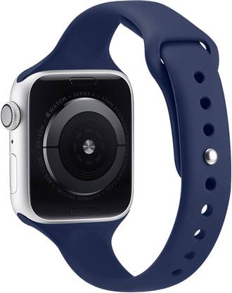 DailyObjects Blue Lightweight Women's Classic Silicone WatchBand (38/40/41mm) Compatible With Apple Watchband 38 mm/ 40mm/ 41mm | Premium Flexible Slim Fit, Sporty Adjustable Strap with Pin and Tuck Closure For Apple Ultra iWatch Series SE 8 7 6 5 4 3 2 1 ( Watch Not Included) Smart Watch Strap