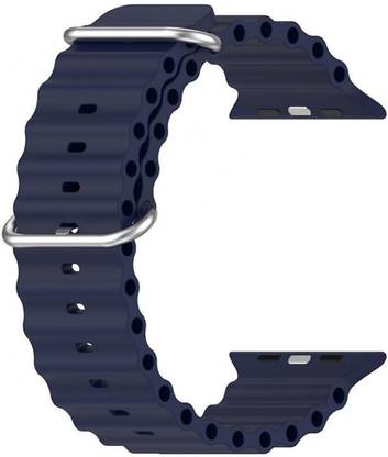 Geo SPORTS Silicone ocean Bands/Straps Compatible with Watch 49mm 45mm 44mm 42mm Men & Women, Adjustable Strap with Metal Hook Premium Blue Strap for iWatch Ultra Series SE 8 7 6 5 4 3 2 1 (Only Silicone ocean Strap for Apple iWatch, Watch NOT Included) Smart Watch Strap