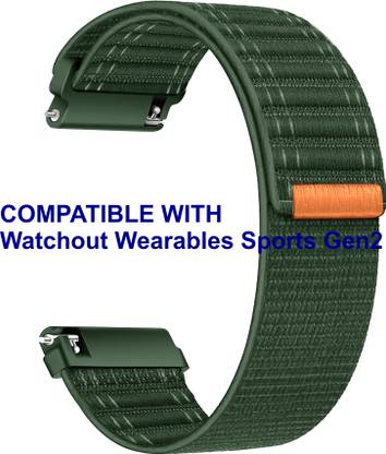 ACM WSM39A22GR2183 Watch Strap Nylon Soft 22mm for Watchout Wearables Sports Gen2 Smartwatch Green Smart Watch Strap