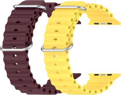 Geo SPORTS Silicone Ocean Adjustable Metal-Hook Premium purple and yellow straps Smart Watch Strap