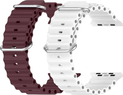 Geo SPORTS Silicone Ocean Adjustable Metal-Hook Premium purple and white straps Smart Watch Strap