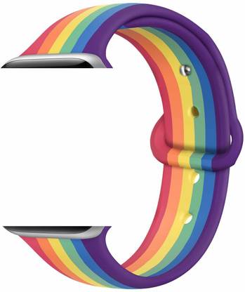 Big Wings Soft Silicone Sport Strap Band for Apple Watch Series 6 / SE, Series 5, Series 4, Series 3, Series 2, Series 1 / Soft Silicone Waterproof Strap for Apple iWatch 42 MM / 44 MM (Rainbow) (Watch Not Included) Smart Watch Strap Smart Watch Strap