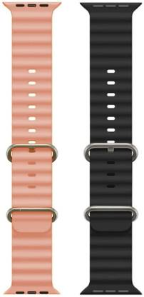 Priavy Silicone Smart Watch Strap Compatible with T800 & T900 ultra, Watch 8 & Watch 9 ultra, T10, I8 & I7 pro max, S8 ultra watch( Pink & Black) Smart Watch Strap