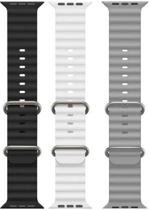 Antoj Smart Watch strap for T800, T900, T10, I8 pro,I7 pro, S8 ultra, watch 8, Watch 9 of size 49mm 45mm 44mm 42mm(grey, black, white ) Smart Watch Strap