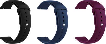 ACM Pack of 3 Watch Strap for Timex Fit 2.0 Belt (Black/Dark Blue/Burgundy Purple) Smart Watch Strap