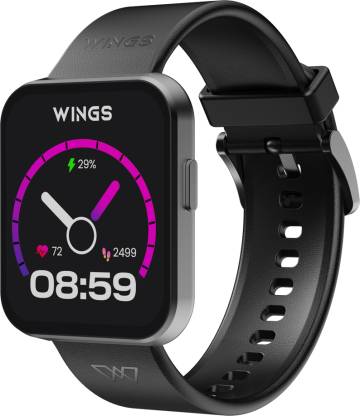 Wings Meta 1.85 Made In India HD IPS Single Chip Calling 100+ Sport Mode 100+Watchface Smartwatch  (Black Strap, One Size)