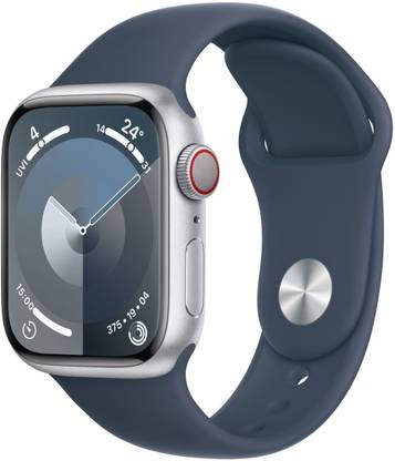 Apple Watch Series 9 GPS + Cellular 41mm Silver Case & Storm Blue Sport Band - S/M