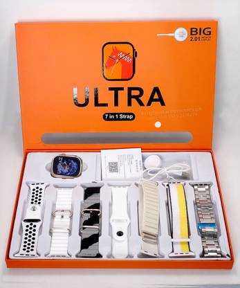 Tiya Traders 7 strap ultra series watch and earbud combo Smartwatch