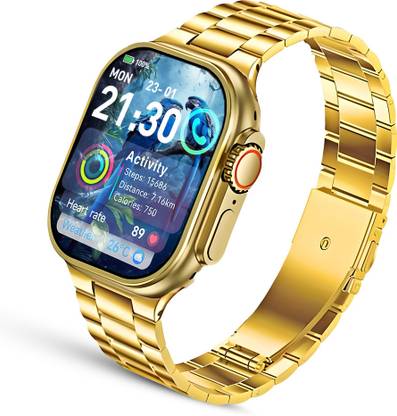 Melbon S9 Ultra 24K Golden with Extra Strap Bluetooth calling, Health, Sport, Fashion Smartwatch