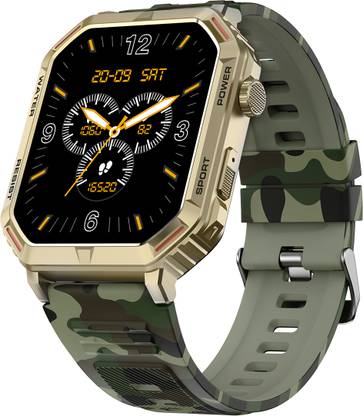 Fire-Boltt Commando 1.95 AMOLED Smart Watch, 123 sports modes, and Bluetooth calling Smartwatch  (Camo Green Strap, Free Size)