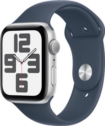Apple Watch SE GPS 44mm Silver Aluminium Case with Storm Blue Sport Band - M/L