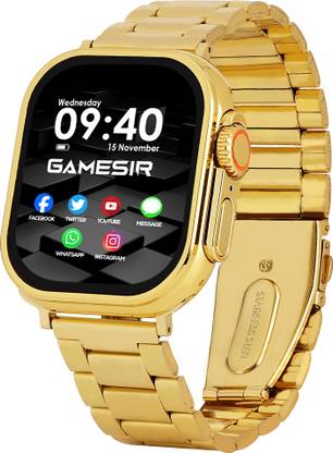 TECHIO S9 Ultra With Golden Strap Touch Watch 25+ New Features Music Camera Operate Smartwatch