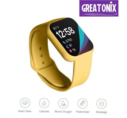 GREATONIX Bluetooth Smart Fitness Band Smart Watch Heart Rate Activity Tracker (YELLOW) Smartwatch