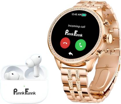 PunnkFunnk GLAMOR 1.39" Amoled Display, 1 Buds 5 Straps, Rakhi Gift, Bluetooth Call, Music Smartwatch