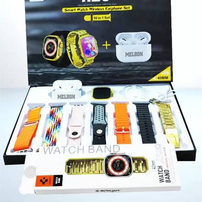 Melbon H20 Bluetooth calling, Phone Book,Music Control,Voice assis. with 1- earpods Smartwatch