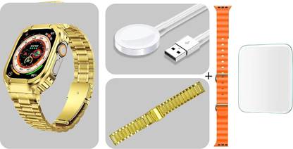 DADO H11 Ultra Golden Watch with Two strap Wireless charger and Bluetooth calling Smartwatch