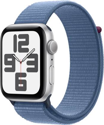 Apple Watch SE GPS 44mm Silver Aluminium Case with Winter Blue Sport Loop